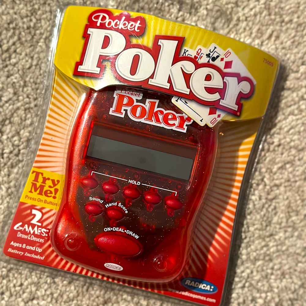 Vintage Pocket Poker Game - Red Handheld Electronic Game - Sealed (2004 NEW)